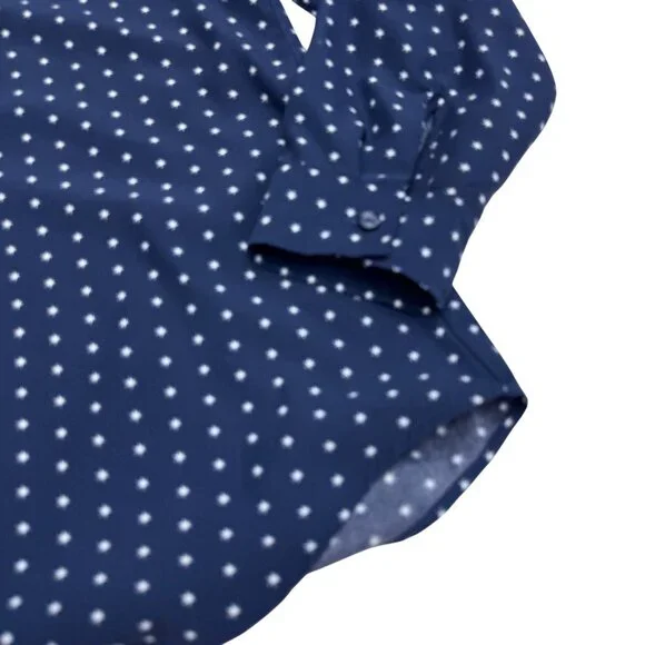 Chico's Women's Navy Blue Collared LS Blouse Top Star Print, Size 1 (US M) - Picture 4 of 7